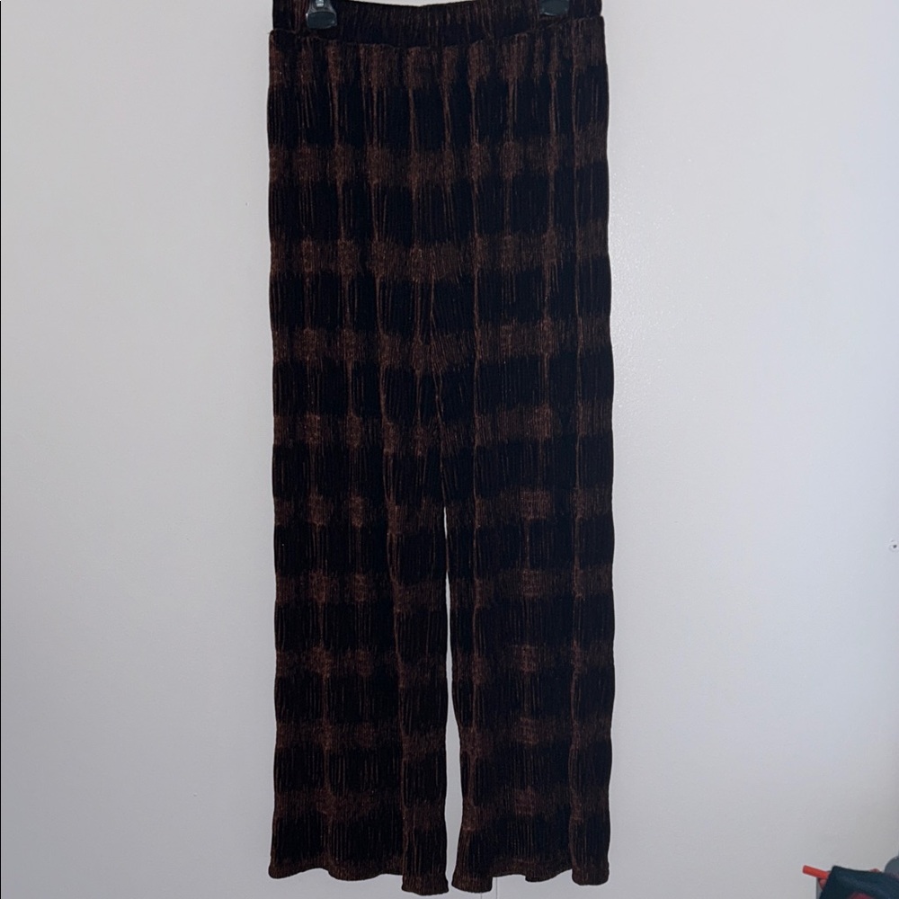 Brown Velvet feel Wide Leg Pants
